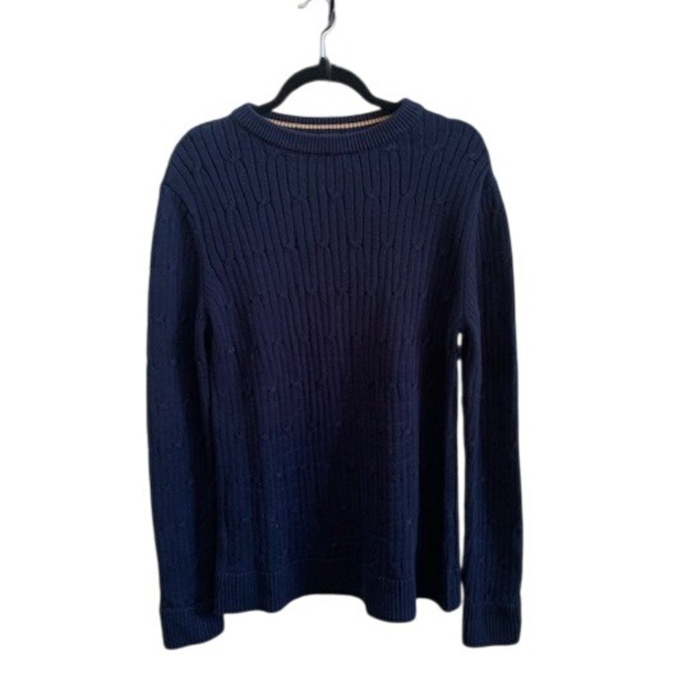 EXPRESS Navy Blue Cable Knit‎ Crew Neck Sweater Men's Medium Cotton